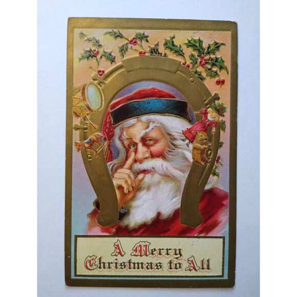 Santa Claus Postcard Finger On Nose HSV 1910 HSV Series 710 Embossed Vintage - Picture 2 of 3